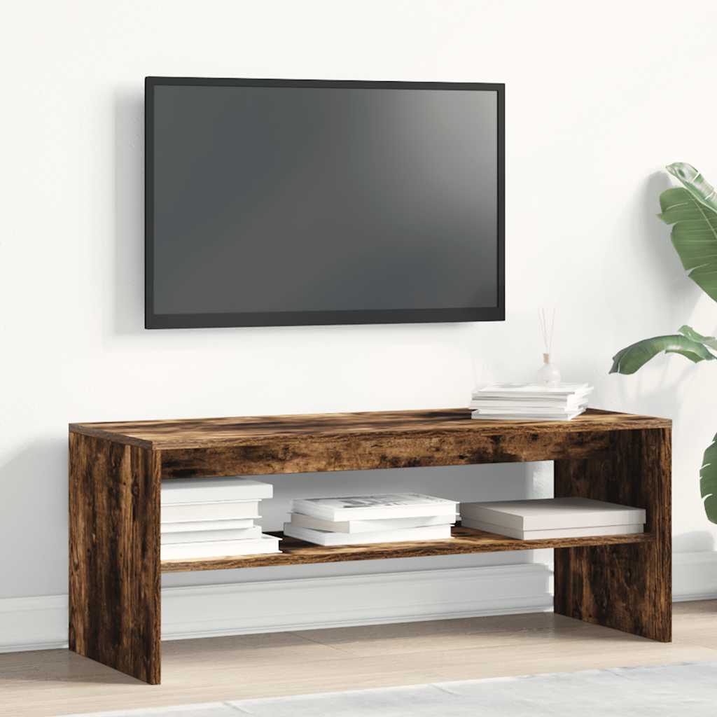 vidaXL TV Cabinet Smoked Oak 100x40x40 cm Engineered Wood 3