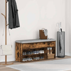 vidaXL Shoe Bench Smoked Oak 102x30.5x45 cm Engineered Wood 3