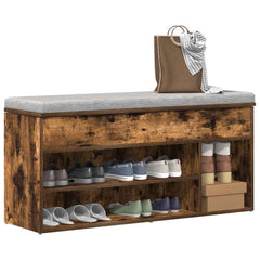 vidaXL Shoe Bench Smoked Oak 102x30.5x45 cm Engineered Wood 1