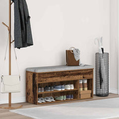 vidaXL Shoe Bench Old Wood 102x30.5x45 cm Engineered Wood 3