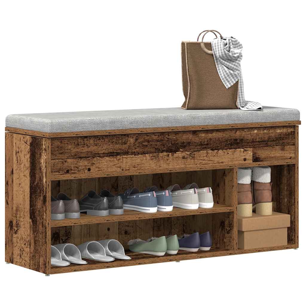 vidaXL Shoe Bench Old Wood 102x30.5x45 cm Engineered Wood 1