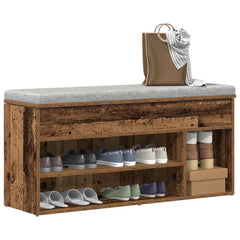 vidaXL Shoe Bench Old Wood 102x30.5x45 cm Engineered Wood 1