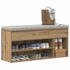 vidaXL Shoe Bench Artisan Oak 102x30.5x45 cm Engineered Wood 1