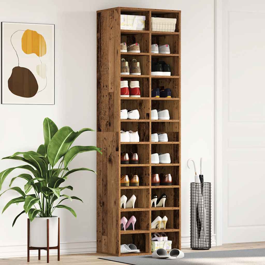 vidaXL Shoe Cabinet Old Wood 54x34x183 cm Engineered Wood 3