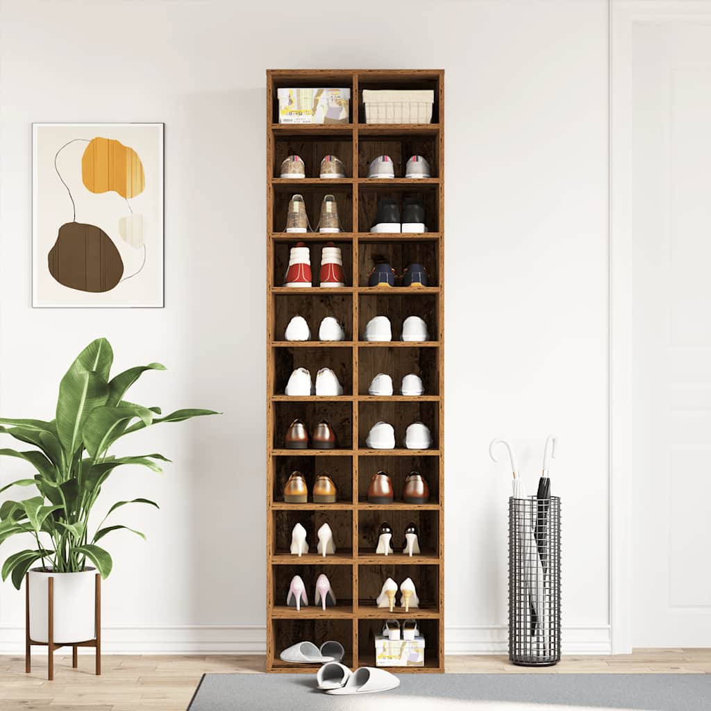 vidaXL Shoe Cabinet Old Wood 54x34x183 cm Engineered Wood 4
