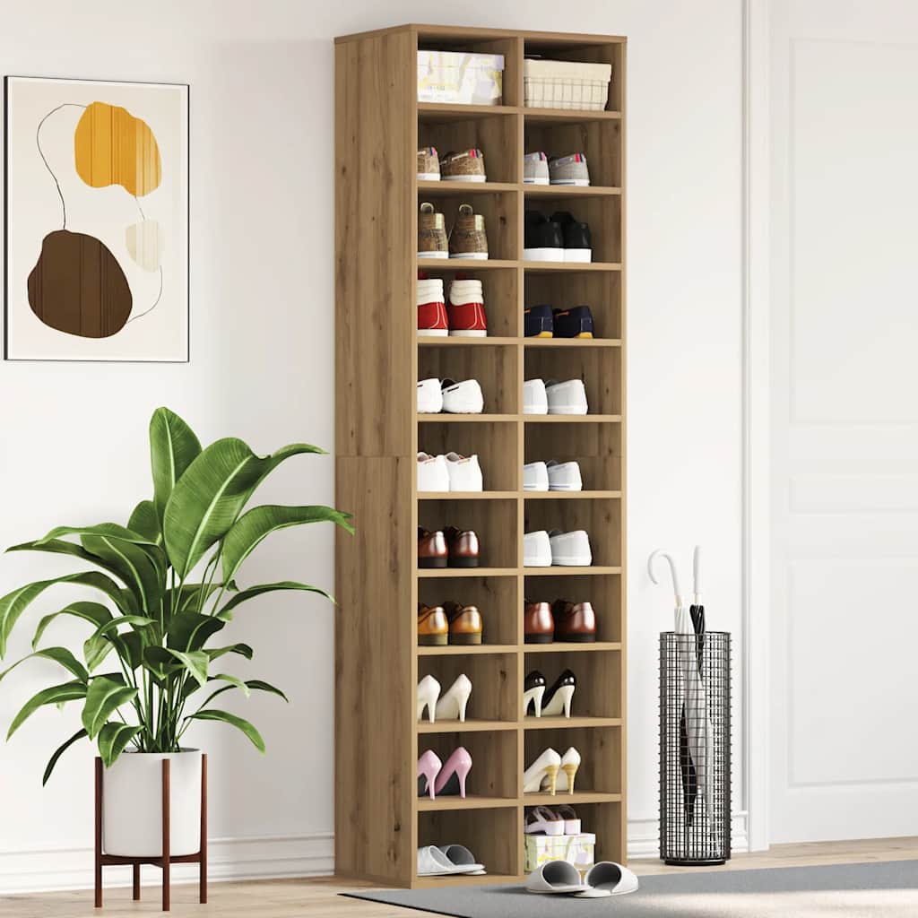 vidaXL Shoe Cabinet Artisan Oak 54x34x183 cm Engineered Wood 3