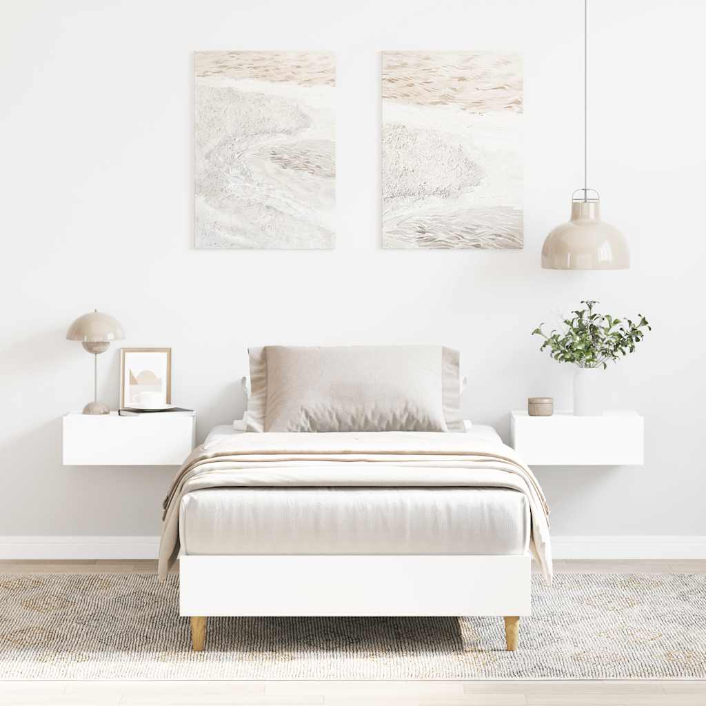 Bed Frame No Mattress Engineered Wood White 90 x 200 cm