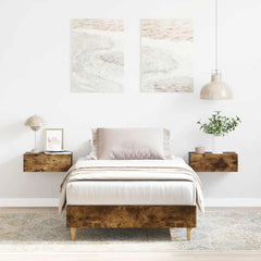 vidaXL Bed Frame No Mattress Smoked Oak 90x200 cm Engineered Wood 1