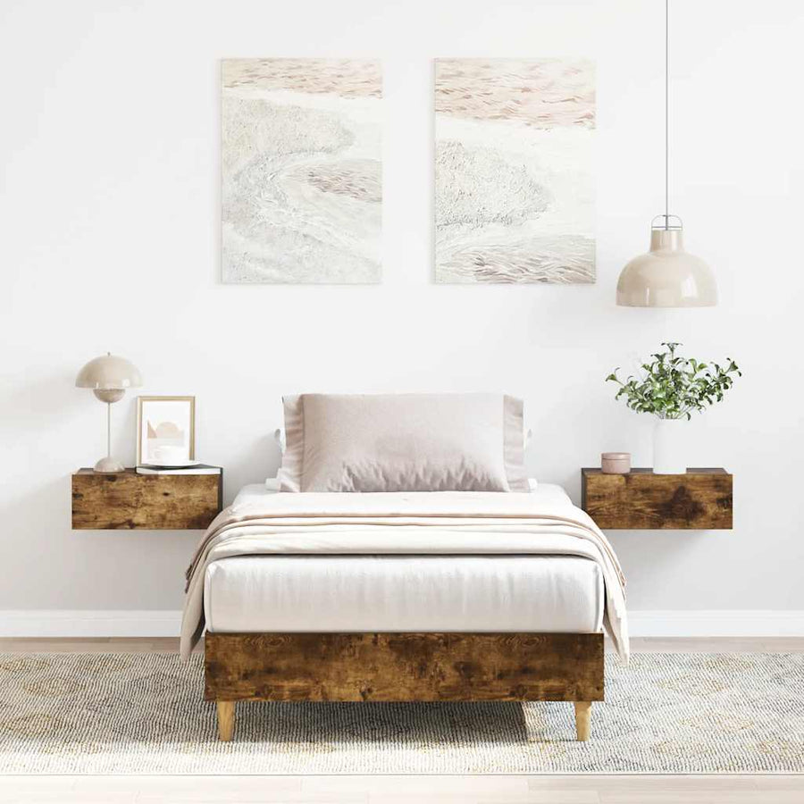vidaXL Bed Frame No Mattress Smoked Oak 90x200 cm Engineered Wood 1