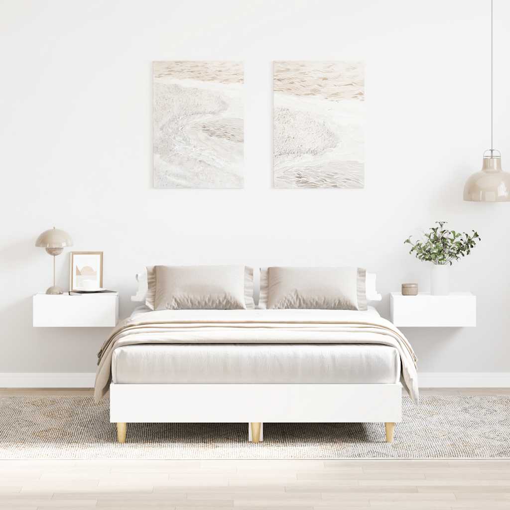Bed Frame No Mattress Engineered Wood White 135 x 190 cm