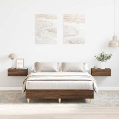 Bed Frame No Mattress Engineered Wood Brown Oak 135 x 190 cm