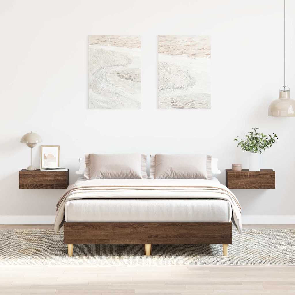 Bed Frame No Mattress Engineered Wood Brown Oak