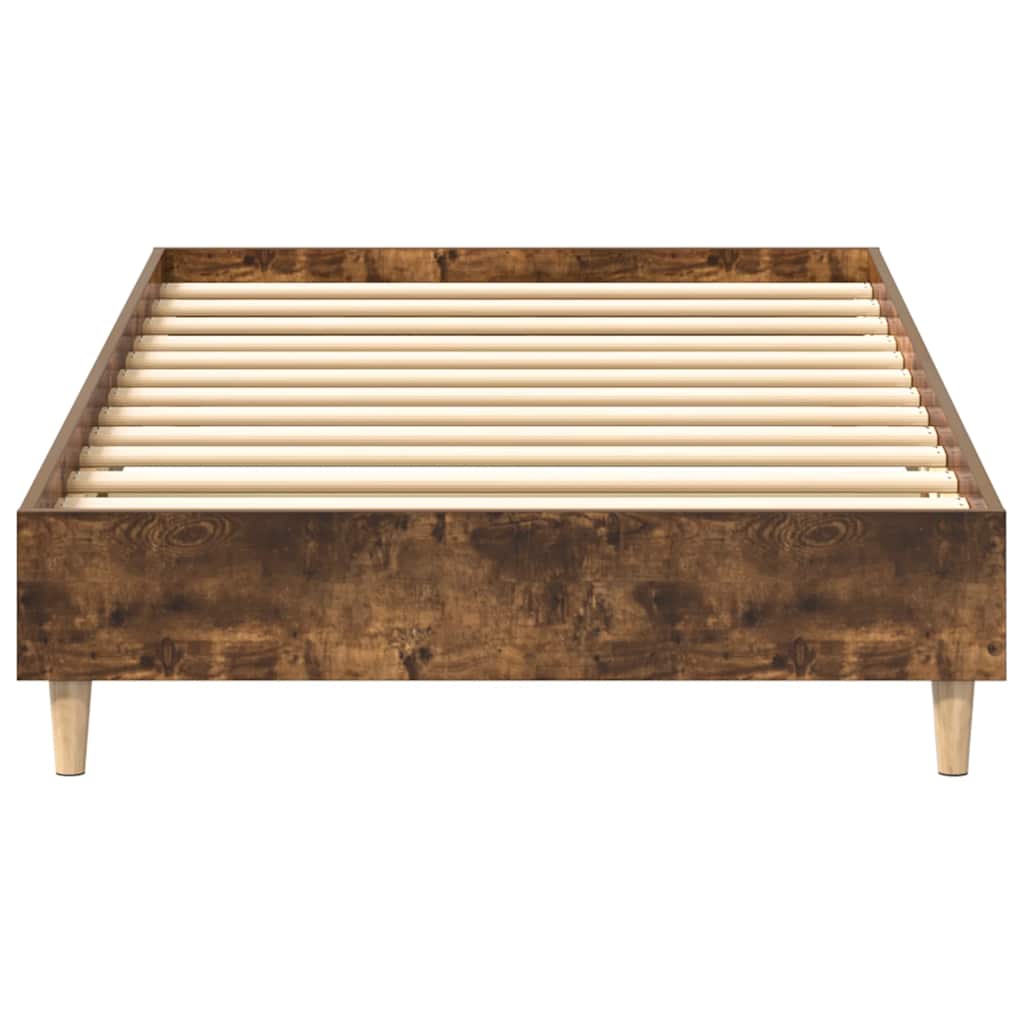 vidaXL Bed Frame No Mattress Smoked Oak 90x190 cm Single Engineered Wood 5