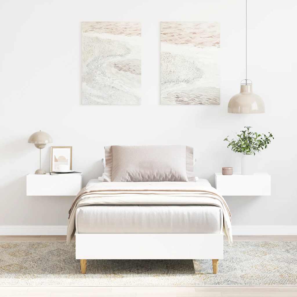 Bed Frame No Mattress Engineered Wood White 75 x 190 cm