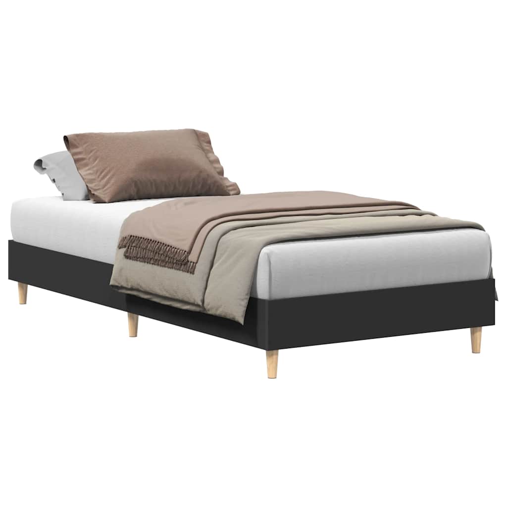 vidaXL Bed Frame No Mattress Black 75x190 cm Small Single Engineered Wood 2