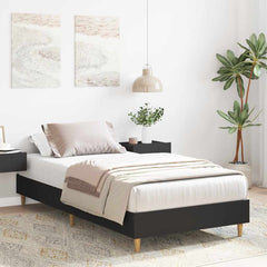 Bed Frame No Mattress Engineered Wood Black 75 x 190 cm