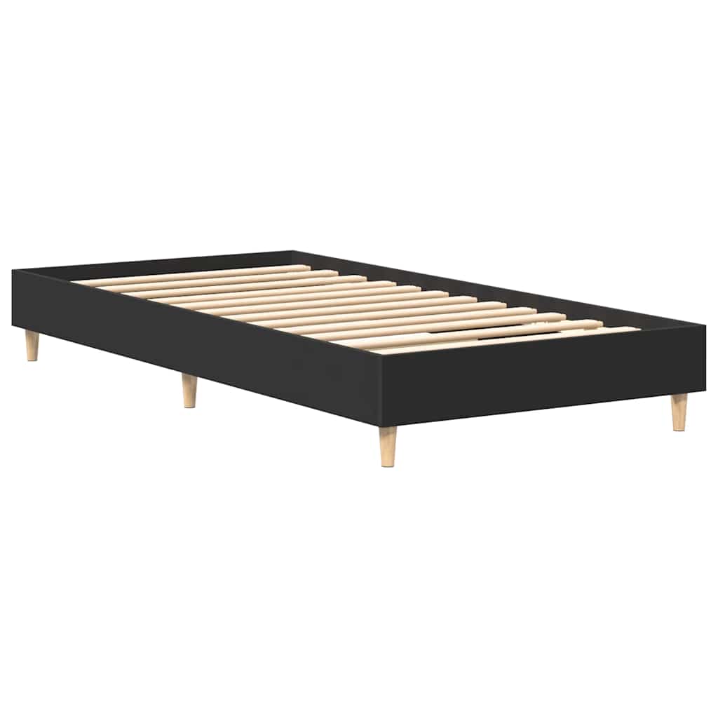 vidaXL Bed Frame No Mattress Black 75x190 cm Small Single Engineered Wood 4