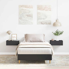 vidaXL Bed Frame No Mattress Black 75x190 cm Small Single Engineered Wood 1