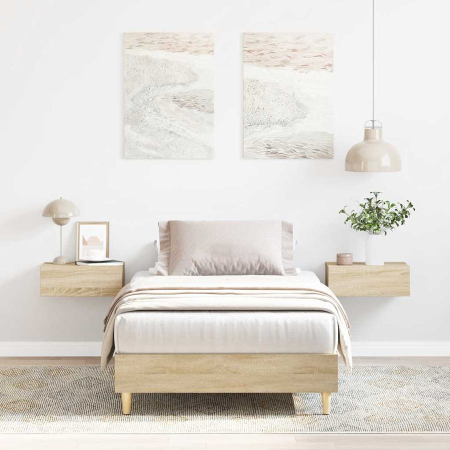 vidaXL Bed Frame No Mattress Sonoma Oak 75x190 cm Small Single Engineered Wood 1