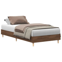 vidaXL Bed Frame No Mattress Brown Oak 75x190 cm Small Single Engineered Wood 2
