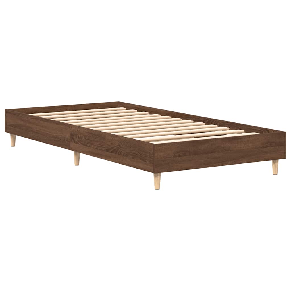 Bed Frame No Mattress Engineered Wood Brown Oak 75 x 190 cm