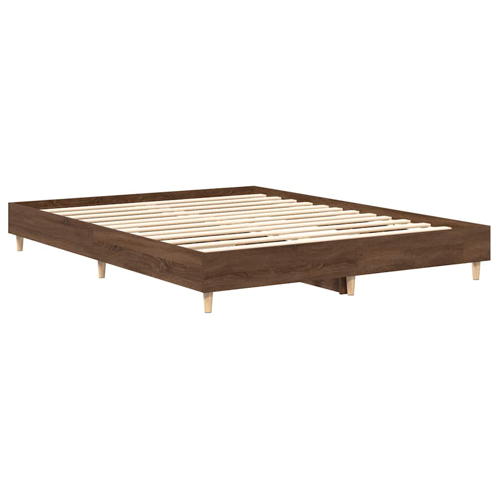 Bed Frame No Mattress Engineered Wood Brown Oak 75 x 190 cm