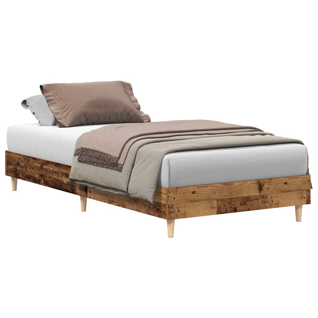 vidaXL Bed Frame No Mattress Old Wood 75x190 cm Small Single Engineered Wood 2
