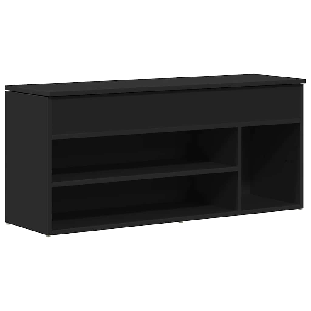vidaXL Shoe Bench Black 102x30.5x45 cm Engineered Wood 2
