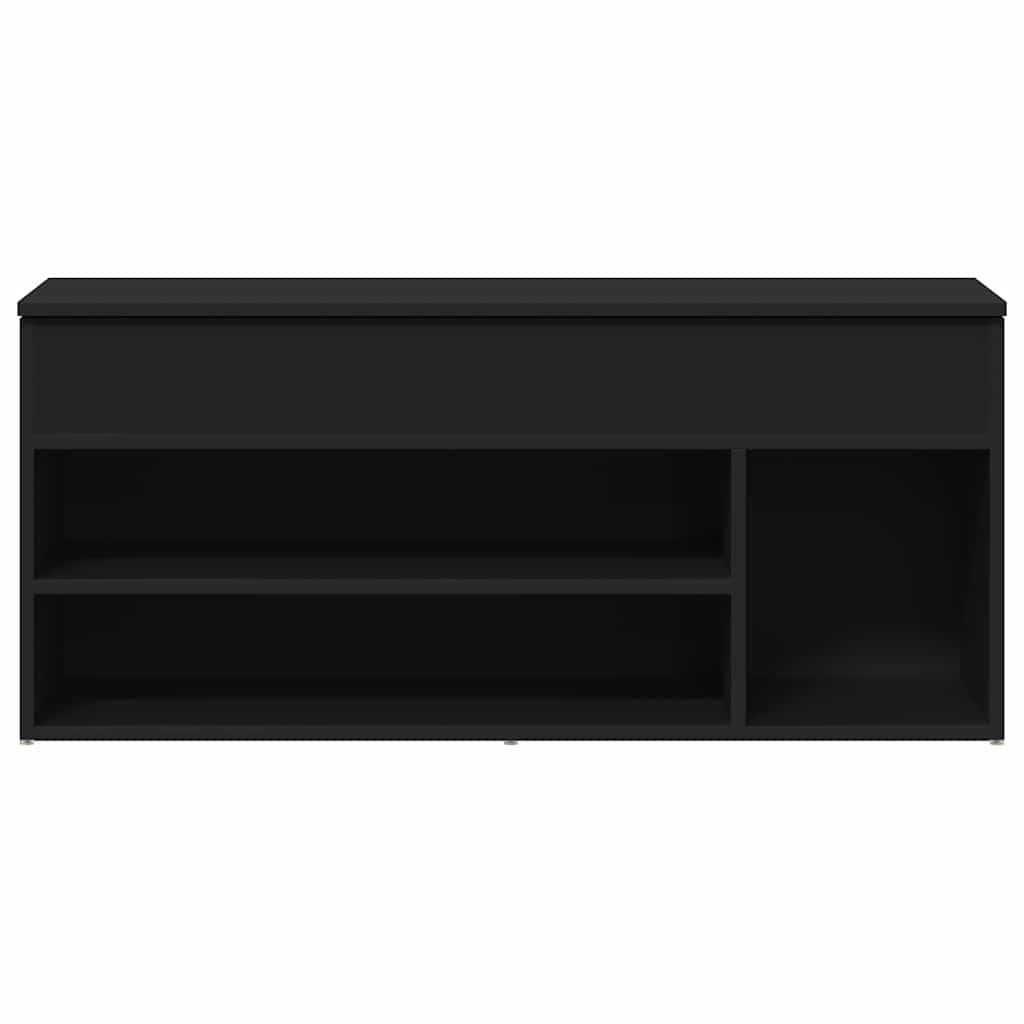 vidaXL Shoe Bench Black 102x30.5x45 cm Engineered Wood 4