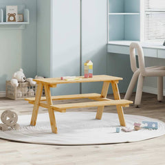 Children's Table with Benches "IRUN" 90x79.5x50 cm Natural