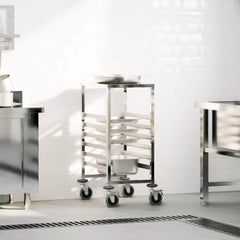 vidaXL Tray Trolley with 6 GN Containers 39x55x87 cm Stainless Steel 1