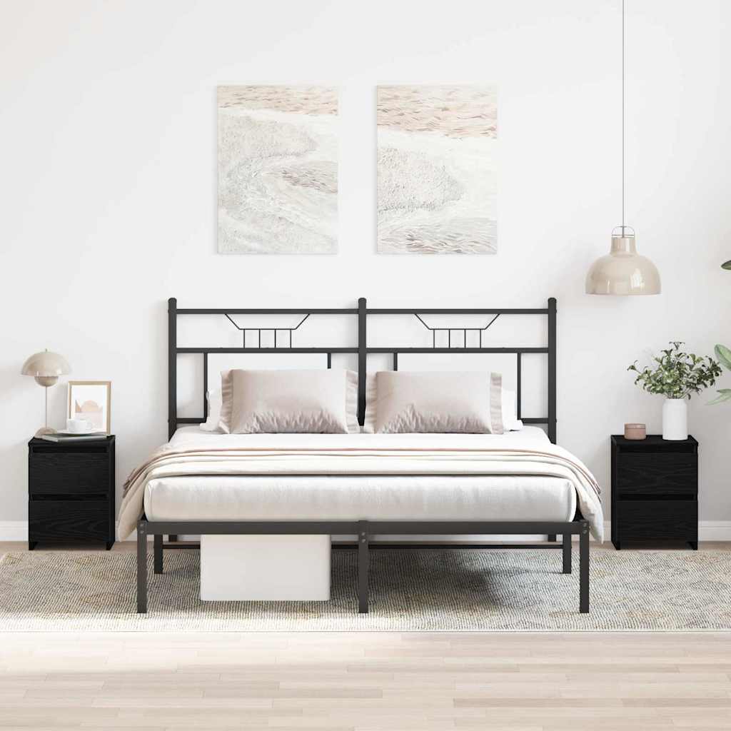 vidaXL Bedside Cabinet 2 pcs Black Oak 30 x 30 x 40 cm Engineered Wood 4