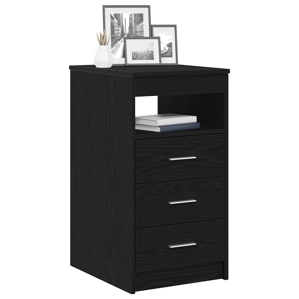Drawer Cabinet Black Oak Engineered Wood, image 4