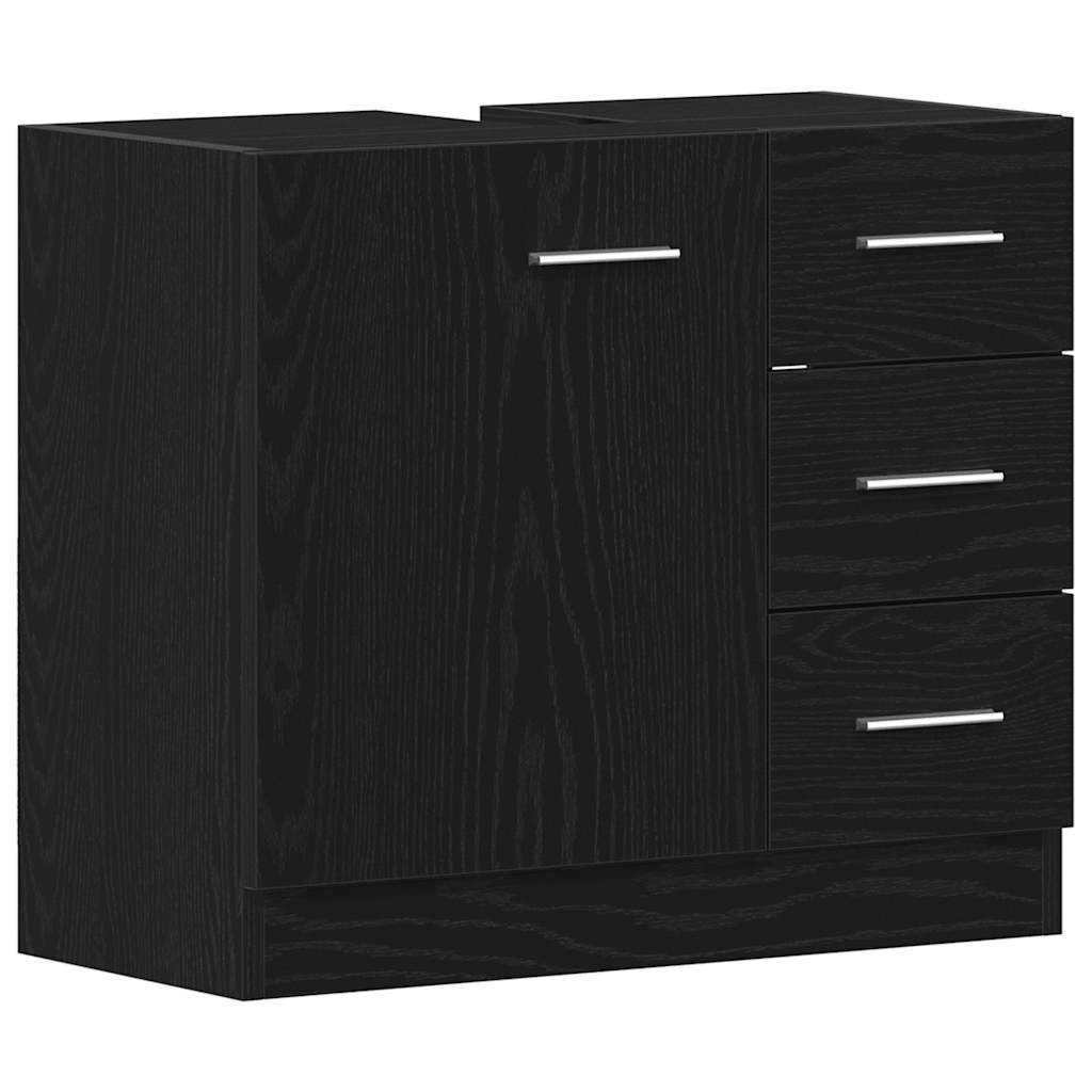 vidaXL Sink Cabinet Black Oak 63x30x54 cm Engineered Wood 2