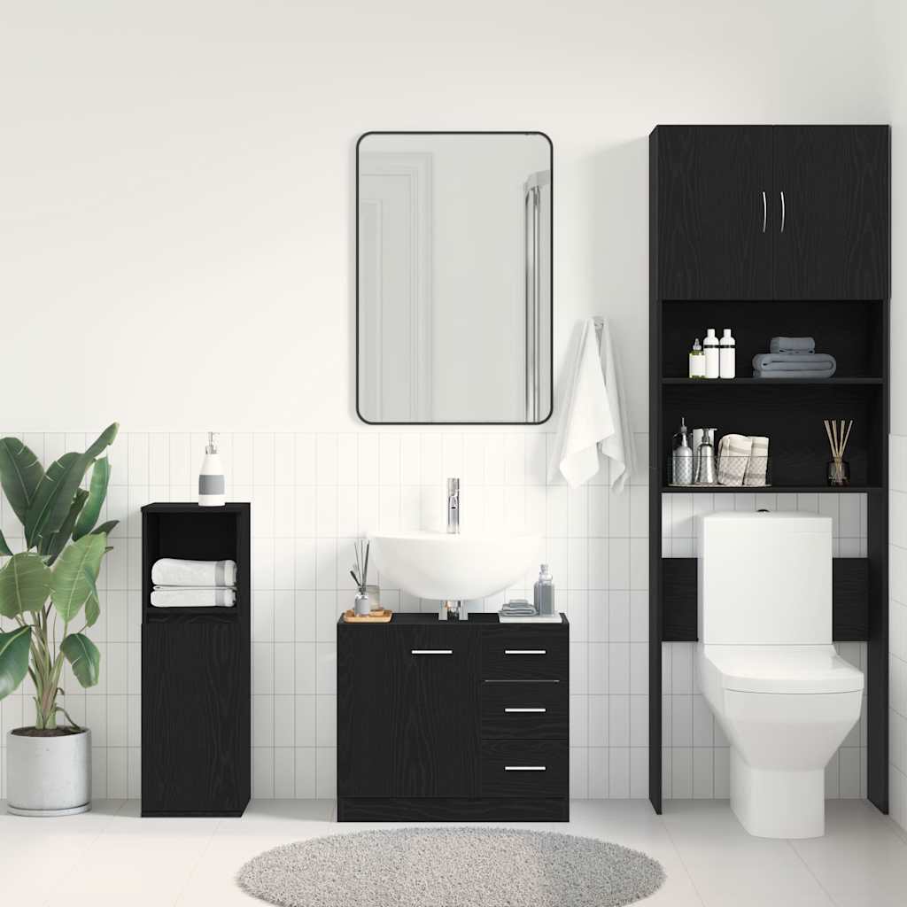 vidaXL Sink Cabinet Black Oak 63x30x54 cm Engineered Wood 3