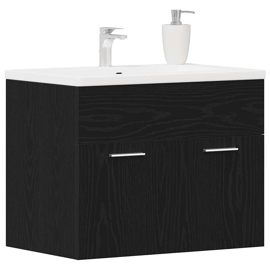 vidaXL Bathroom Sink Cabinet Black Oak 60x38.5x46 cm Engineered Wood 4