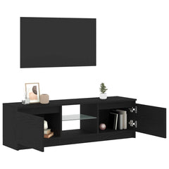 vidaXL TV Cabinet with LED Lights Black Oak 120x30x36 cm Engineered Wood 5