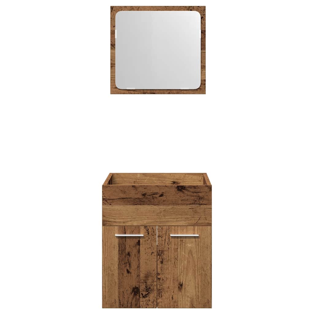 vidaXL 2 Piece Bathroom Furniture Set Old Wood Engineered Wood 6