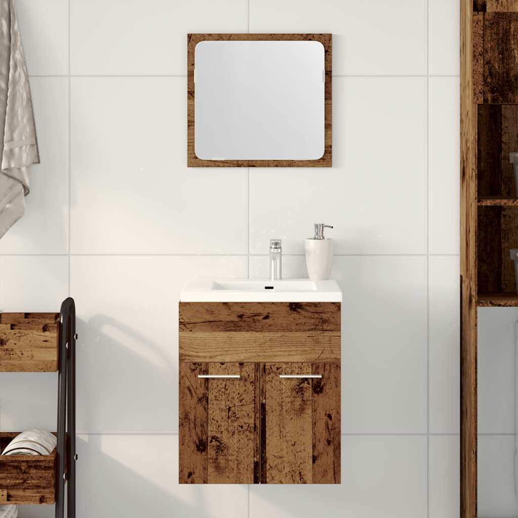 vidaXL 2 Piece Bathroom Furniture Set Old Wood Engineered Wood 1