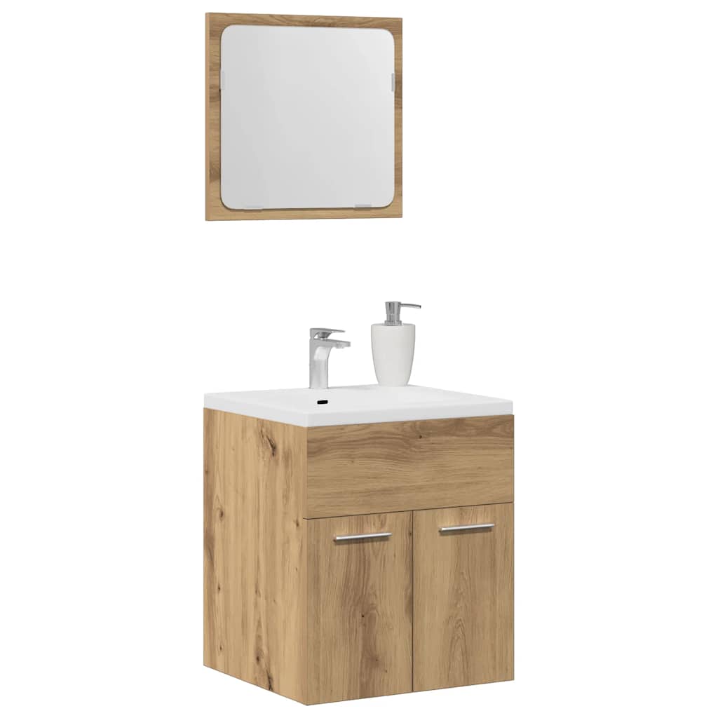 vidaXL 2 Piece Bathroom Furniture Set Artisan Oak Engineered Wood 4