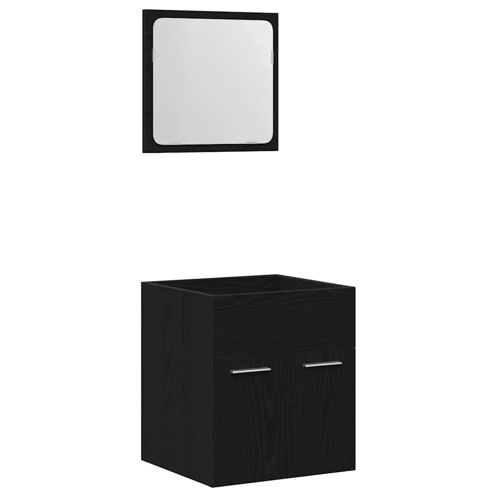 vidaXL 2 Piece Bathroom Furniture Set Black Oak Engineered Wood 2