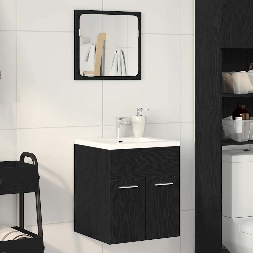 vidaXL 2 Piece Bathroom Furniture Set Black Oak Engineered Wood 3