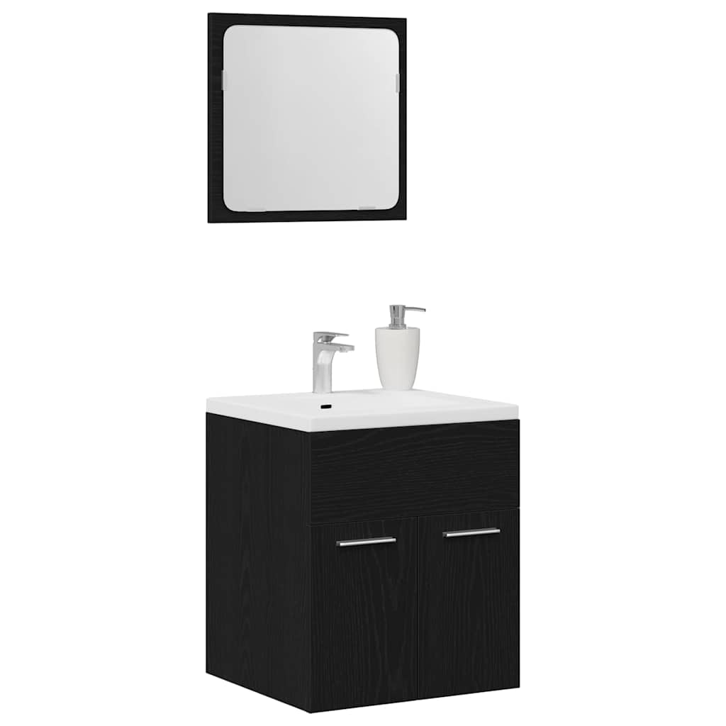 vidaXL 2 Piece Bathroom Furniture Set Black Oak Engineered Wood 4