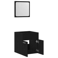 vidaXL 2 Piece Bathroom Furniture Set Black Oak Engineered Wood 5
