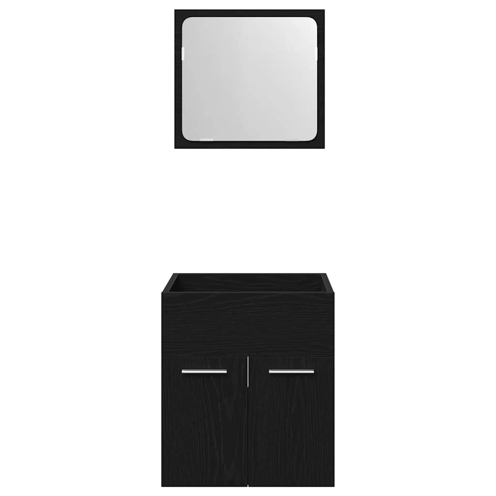 vidaXL 2 Piece Bathroom Furniture Set Black Oak Engineered Wood 6
