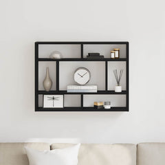 vidaXL Wall Shelf Black Oak 75x16x55 cm Engineered Wood 1