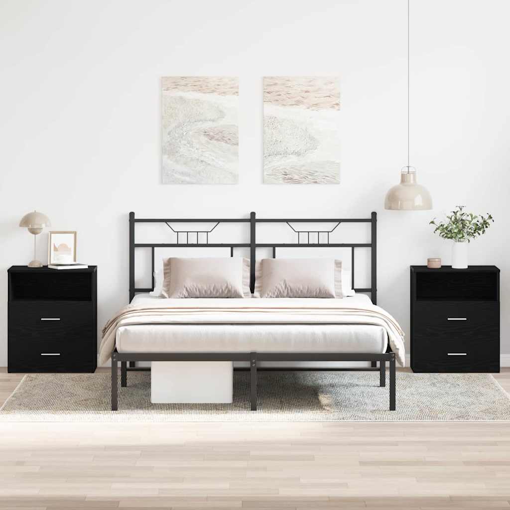 vidaXL Nightstand 2 pcs Black Oak 50 x 32 x 60cm Engineered Wood 1