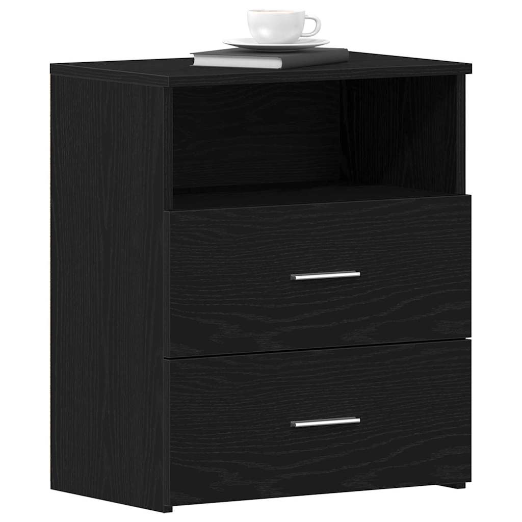 vidaXL Nightstand 2 pcs Black Oak 50 x 32 x 60cm Engineered Wood 3