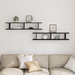 vidaXL Wall Shelves 2 pcs Black Oak 105x18x20 cm Engineered Wood 3