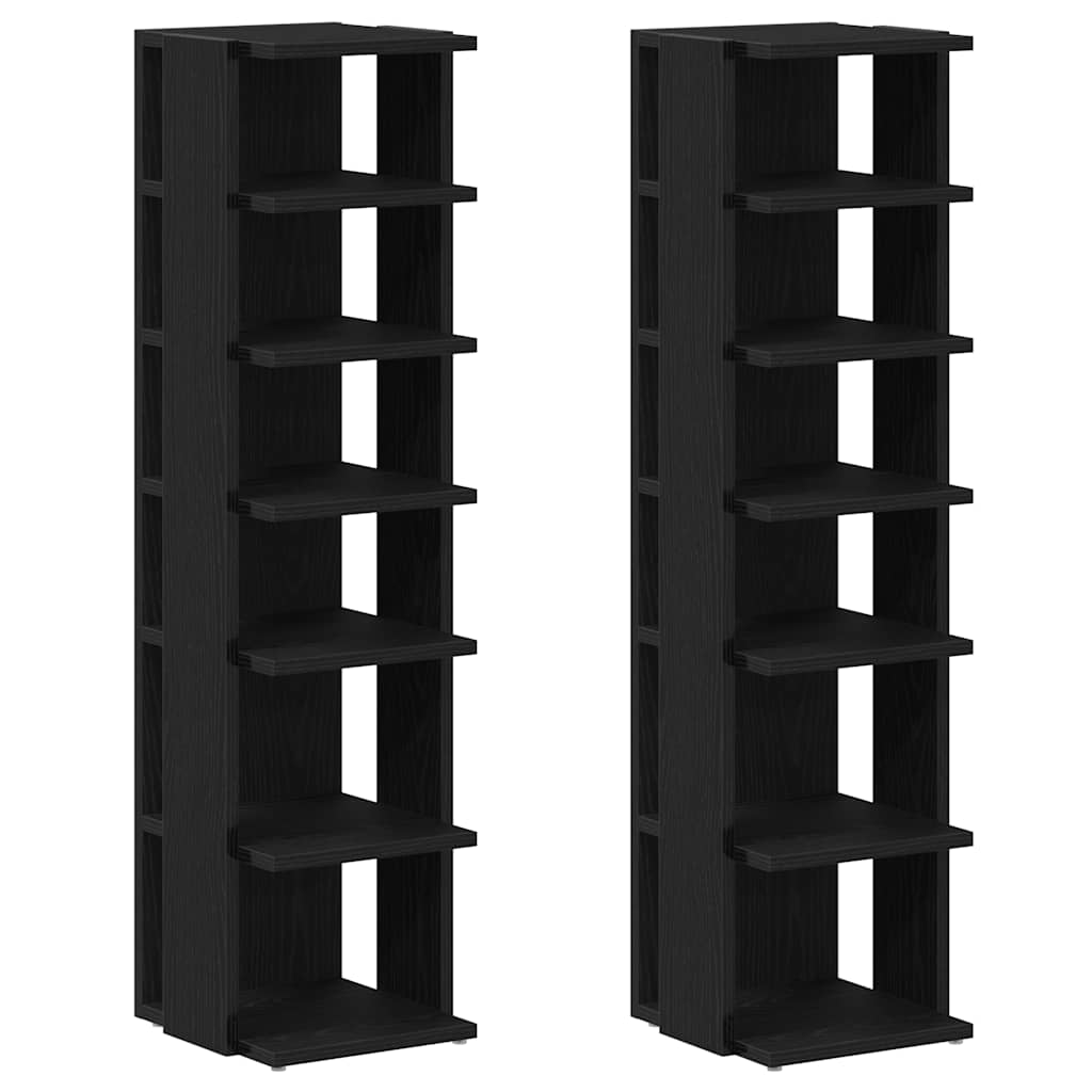 vidaXL Shoe Cabinets 2 pcs Black Oak 25x27x102 cm Engineered Wood 2